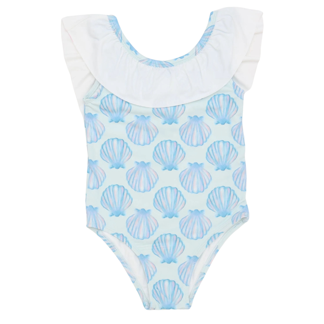 HAMNER HILL Girls Seashell Flutter Sleeve One Piece - Persnickety Shop