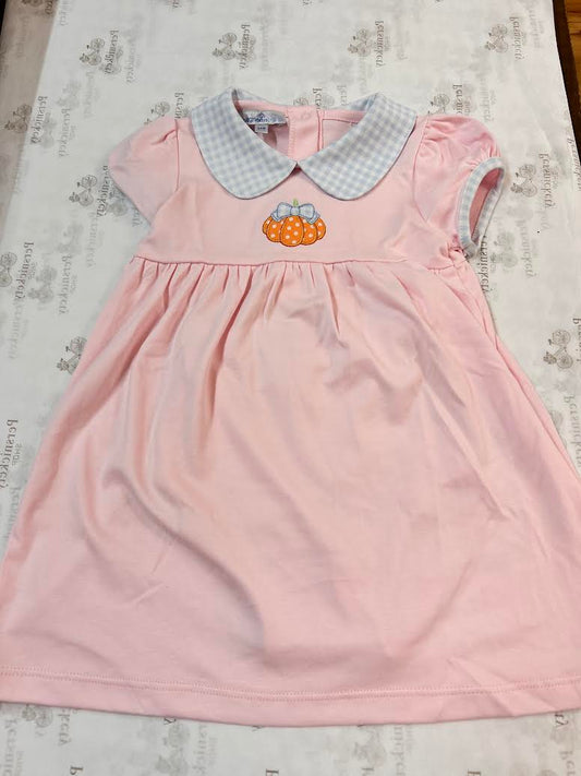 Magnolia Baby Bowtique Pumpkin Applique Collared Dress