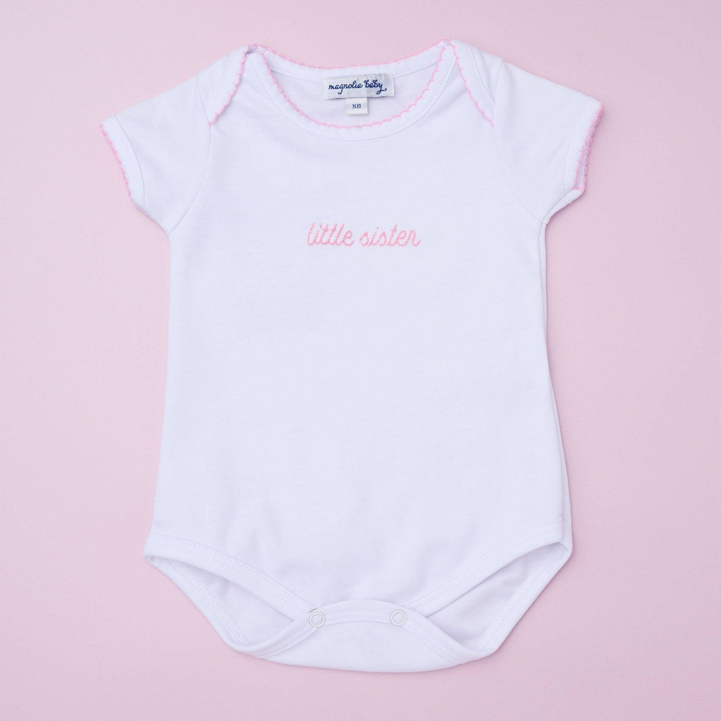 Little Sister Embroidered Short Sleeve Bodysuit: Preemie - Persnickety Shop