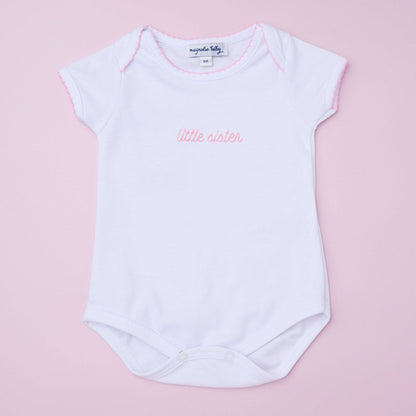 Little Sister Embroidered Short Sleeve Bodysuit: Preemie - Persnickety Shop