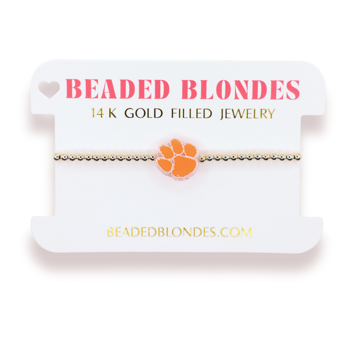 Clemson Logo Bracelet on Gold: Standard 6.75 Inch