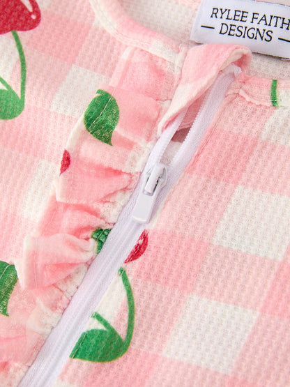 Waffle Cherry Plaid Girls' Romper: 3M - Persnickety Shop