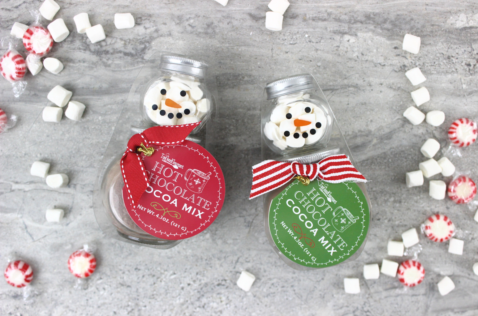 2 Stack Glass Jar - Snowman Cocoa Set: Assorted - 6 of Each - Persnickety Shop