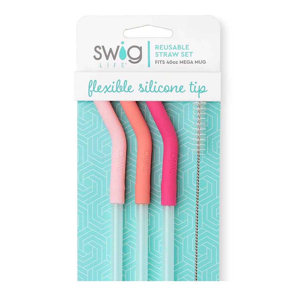 SWIG Blush/Coral/Pink  Reusable Straw Set (Mega Mugs) - Persnickety Shop