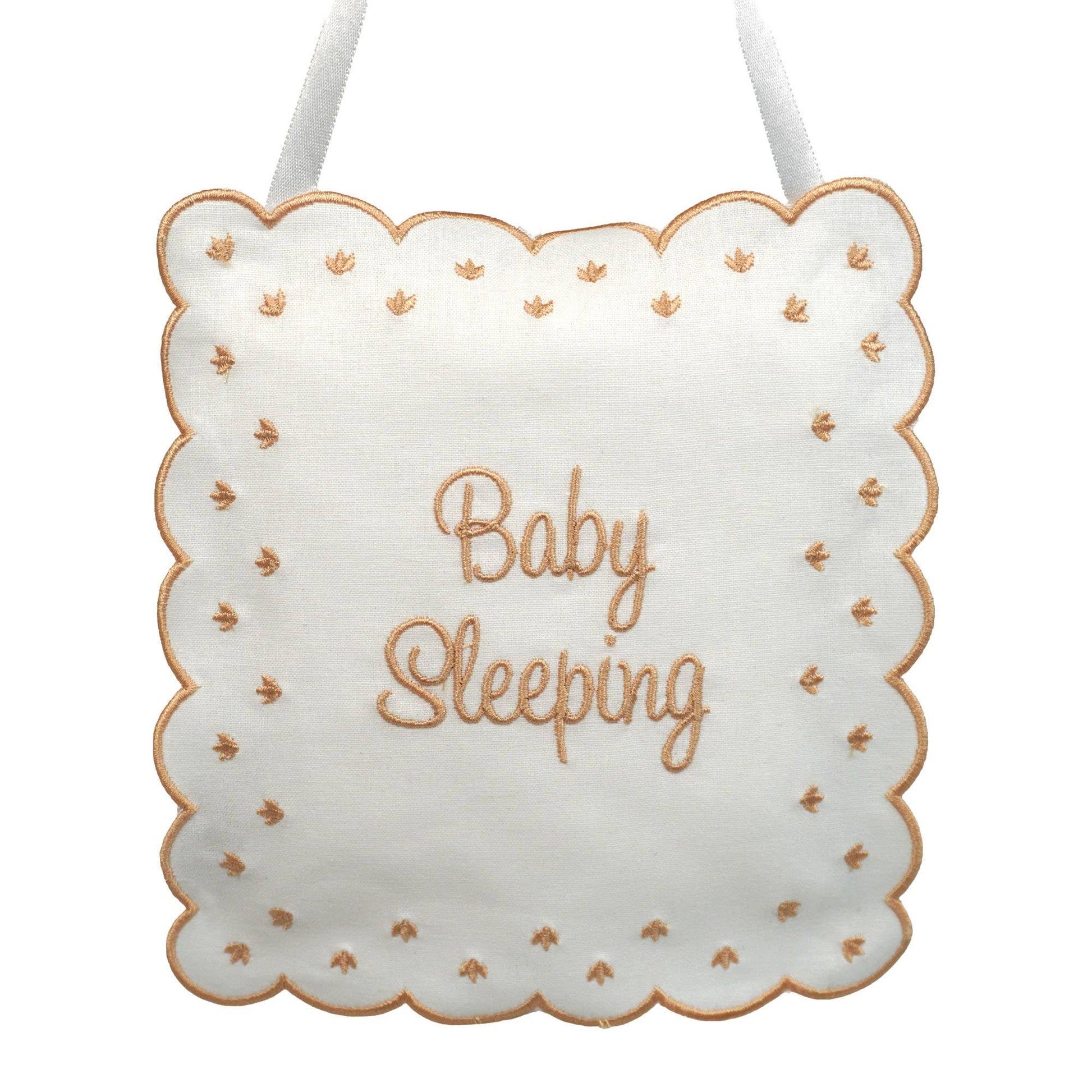 Marcela Linen Baby Sleeping Sign Pillow: Beige - Persnickety Shop