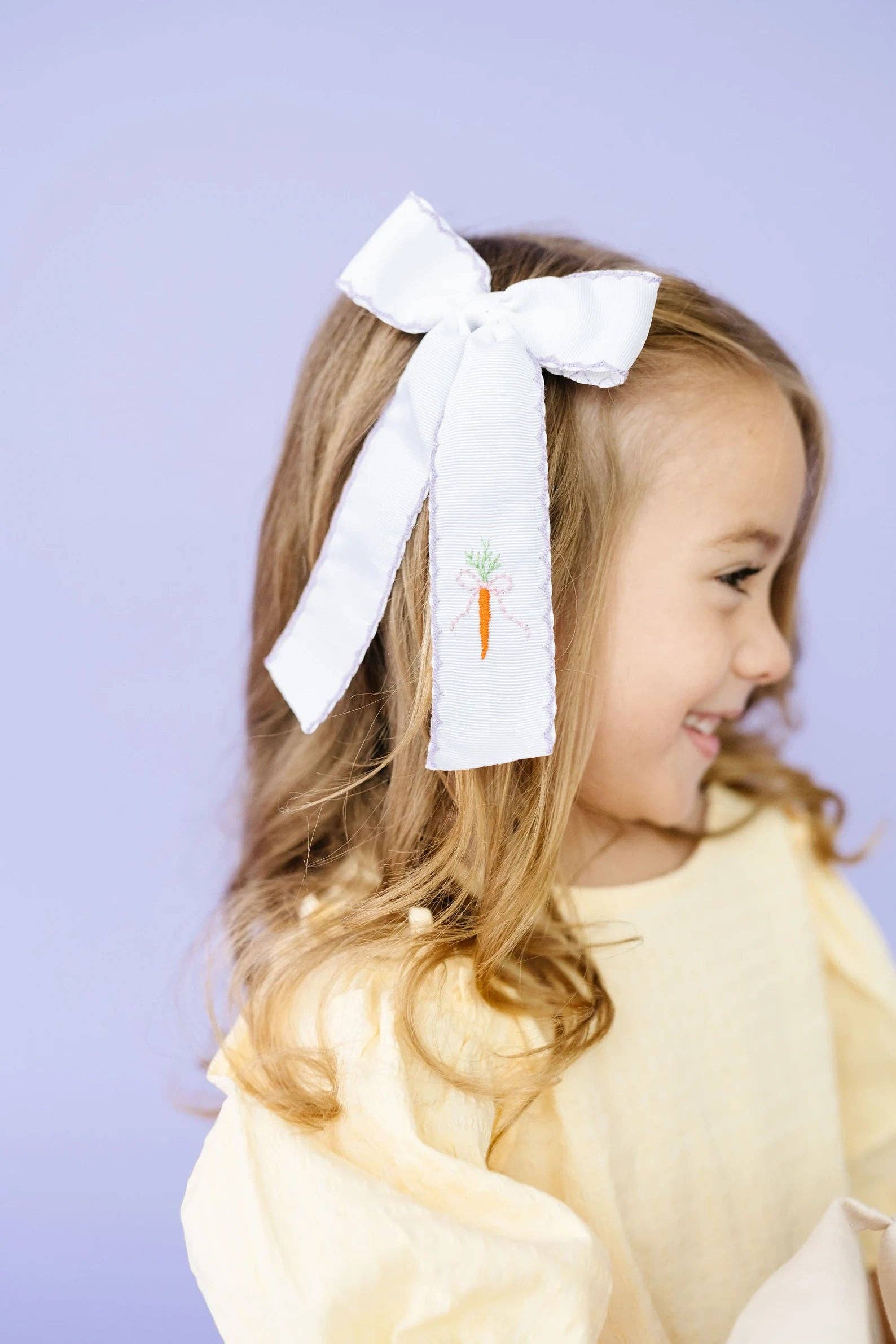 Carrot Moonstitch Hand-Embroidered Bow - Persnickety Shop