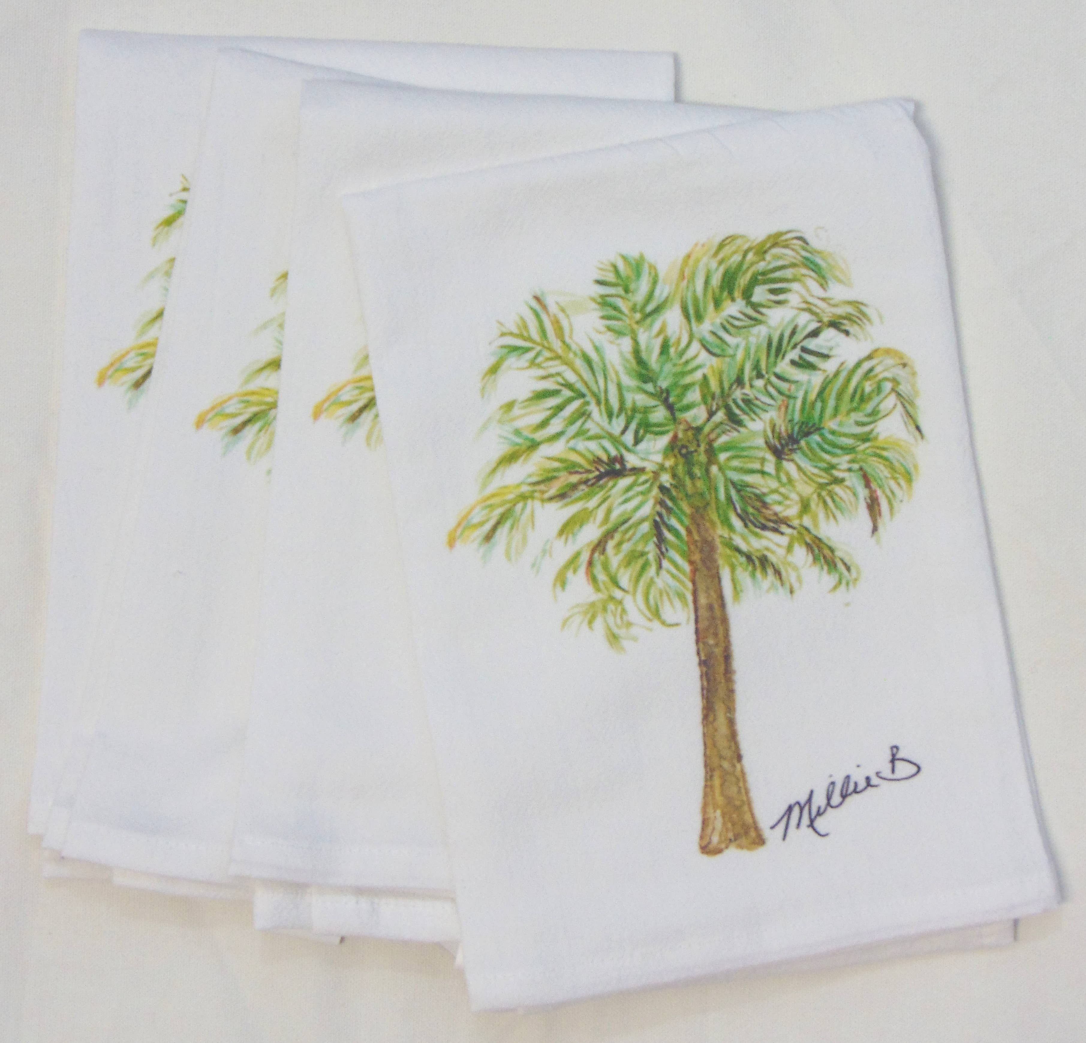 Limited Edition Watercolor Palm Tree Flour Sack Napkins - Persnickety Shop