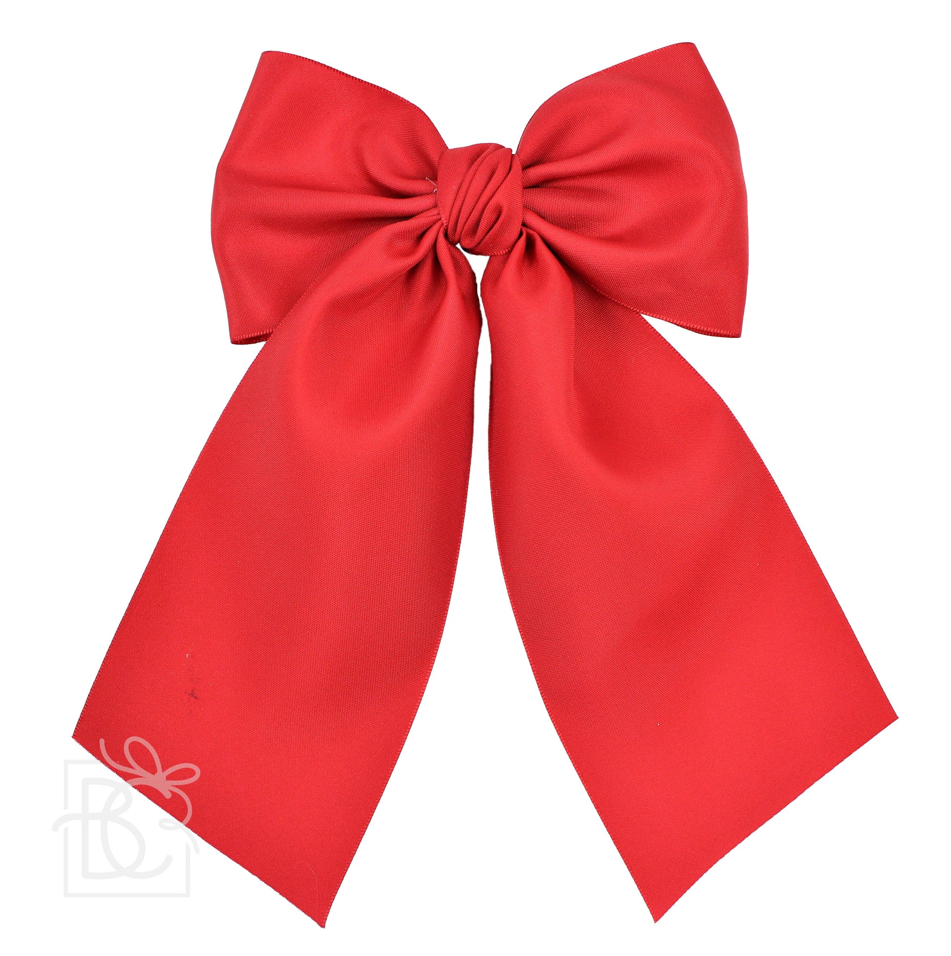 OPAQUE SATIN BOW W/ EURO KNOT & TAILS ON ALLIGATOR CLIPS: Antique White / 4.5" Large - Persnickety Shop