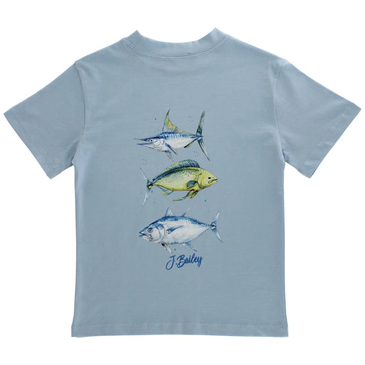 J. Bailey Logo Tee - Fish Trio on Bayberry - Persnickety Shop