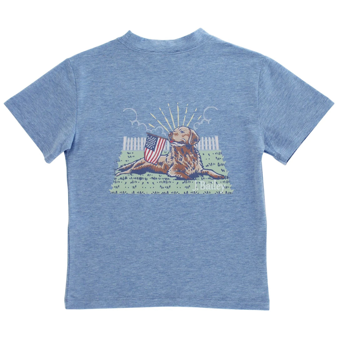 J. Bailey Logo Tee - Retriver on Heathered Blue - Persnickety Shop