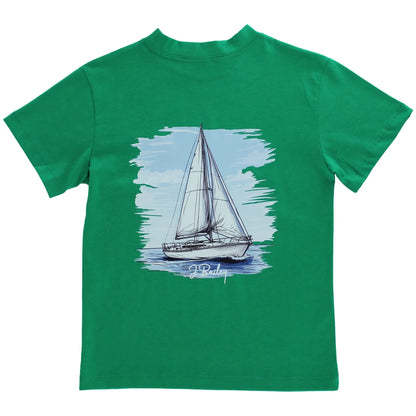J. Bailey Logo Tee - Sailboat on Green - Persnickety Shop