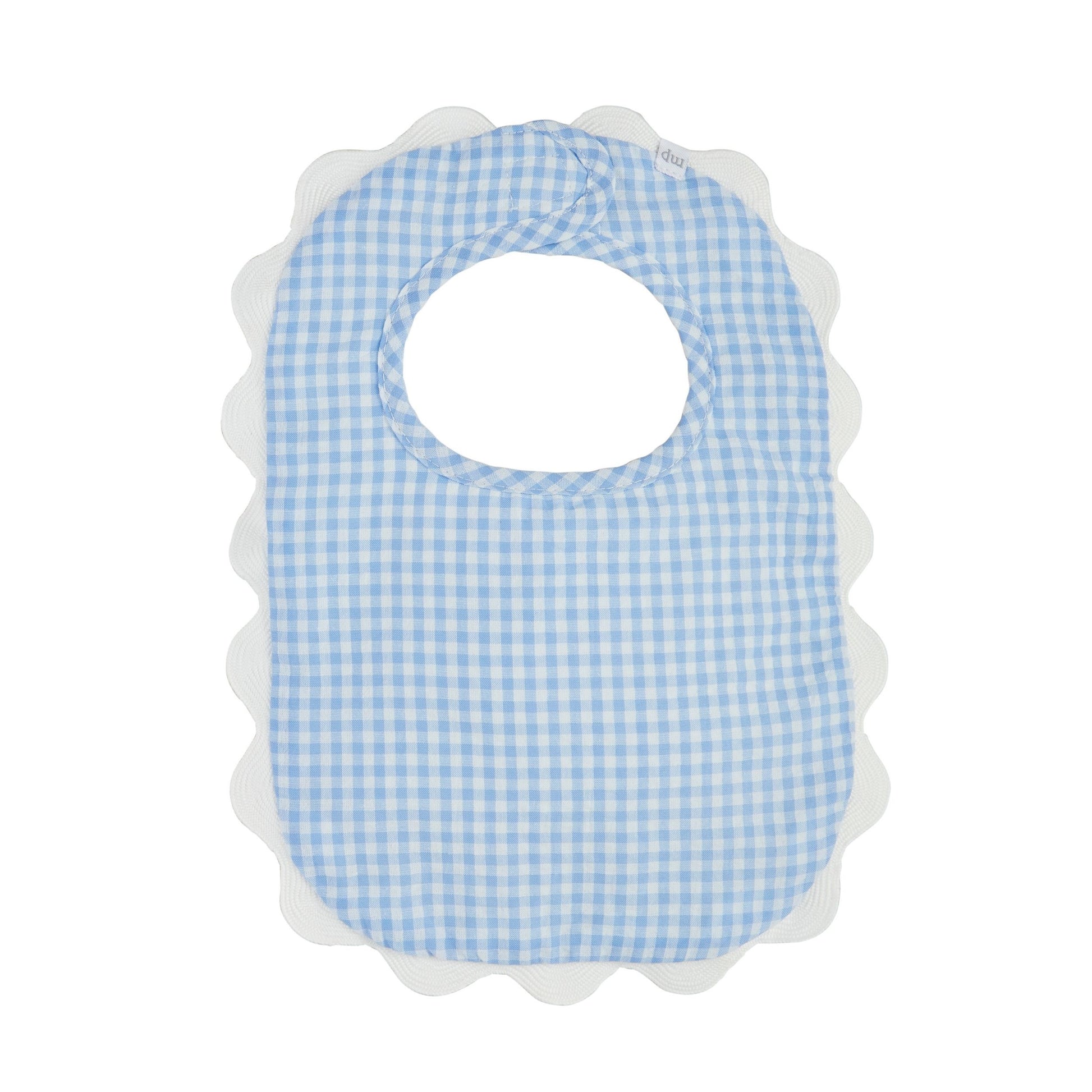 Blue Gingham Scallop Bib - Persnickety Shop