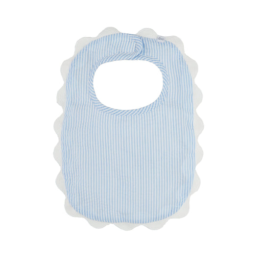 Blue Seersucker Scallop Bib - Persnickety Shop