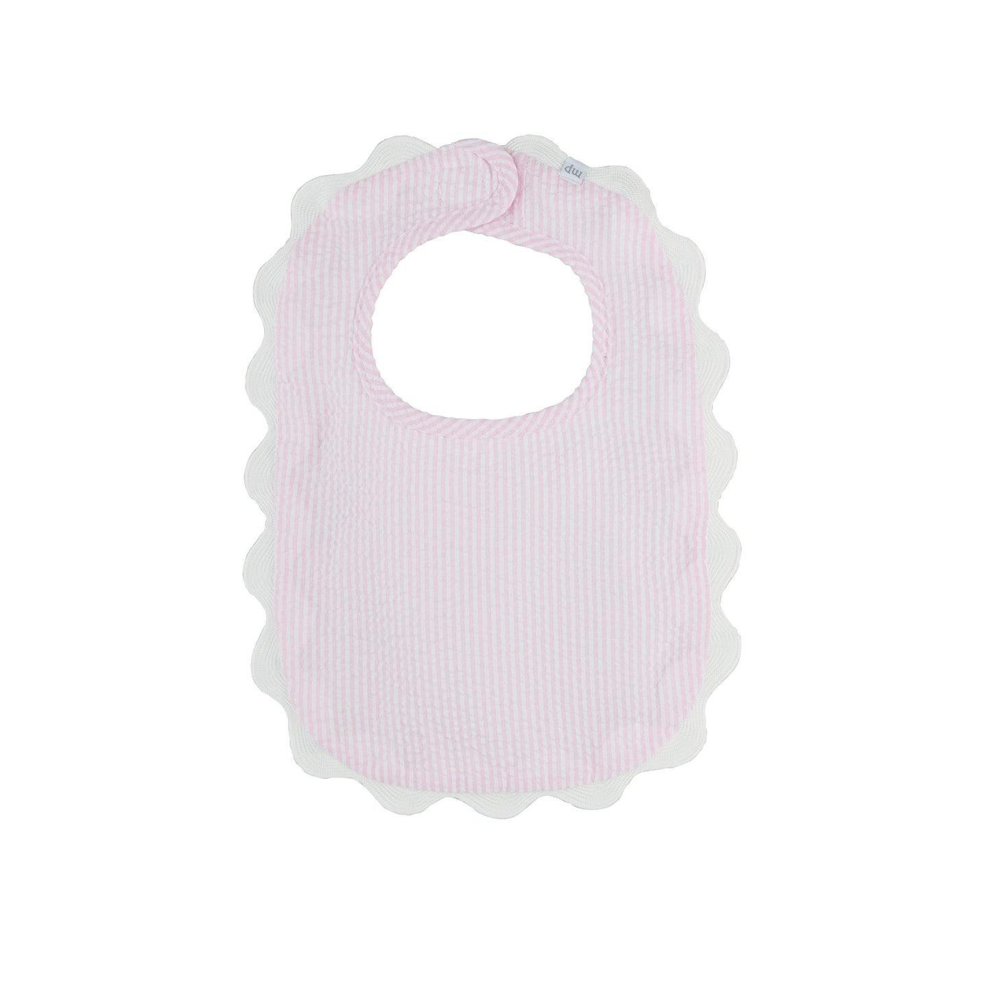 Pink Seersucker Scallop Bib - Persnickety Shop