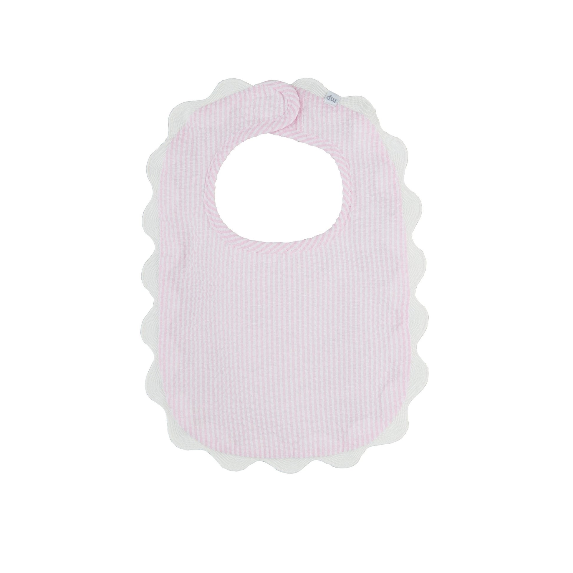 Pink Seersucker Scallop Bib - Persnickety Shop