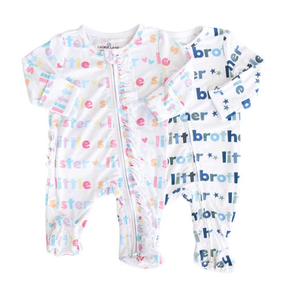Little Sibling Zipper Footie: Little Sister / Newborn - Persnickety Shop