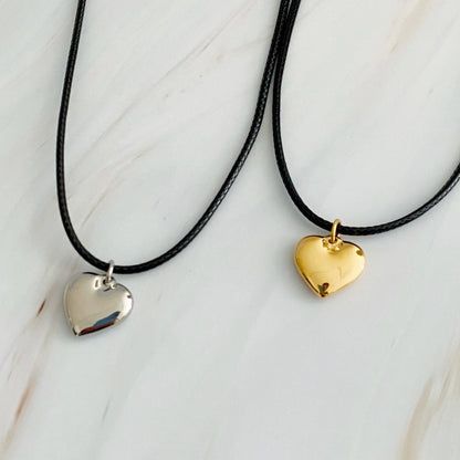 Gold Puffy Heart Necklace