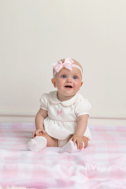 Tall Pink with White Bow Socks