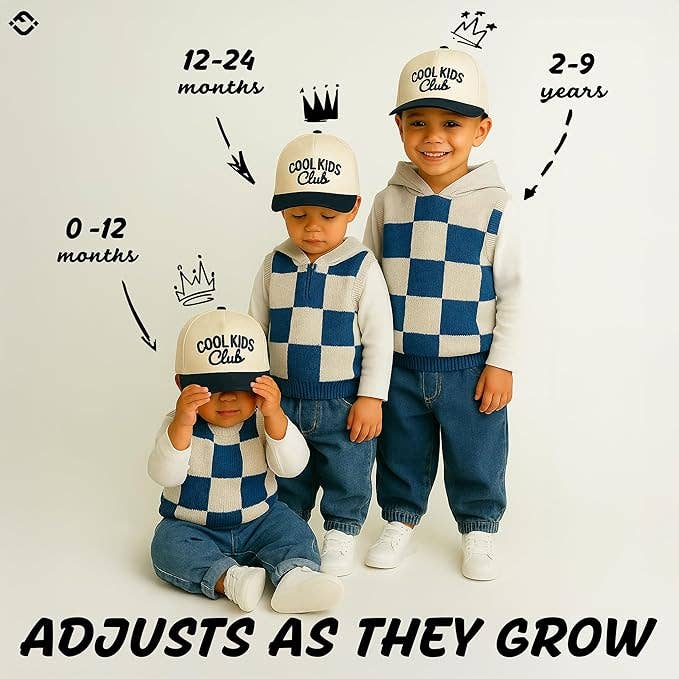 Kids/Baby Two Tone Vintage Cap - Cool Kids Club (Navy/Beige): Infant (0-12 Months)