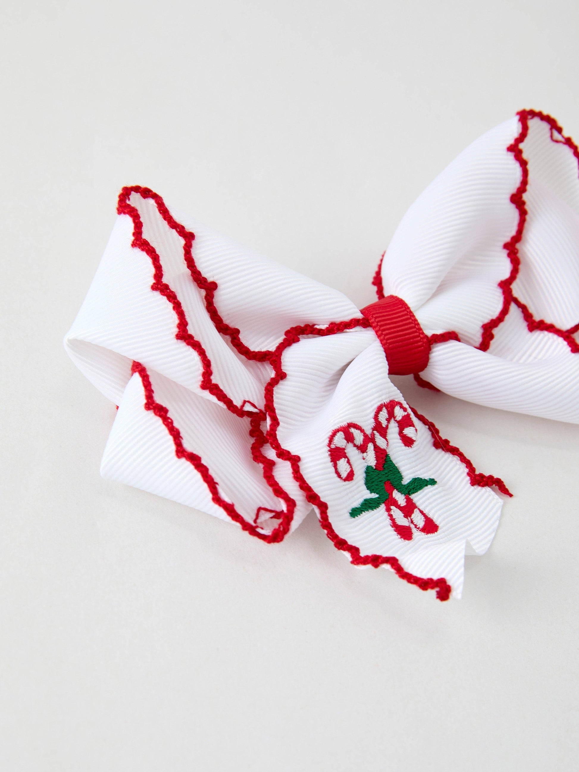 Christmas Candy Cane Embroidered Bow Hair Clip: ACG51038 - Persnickety Shop