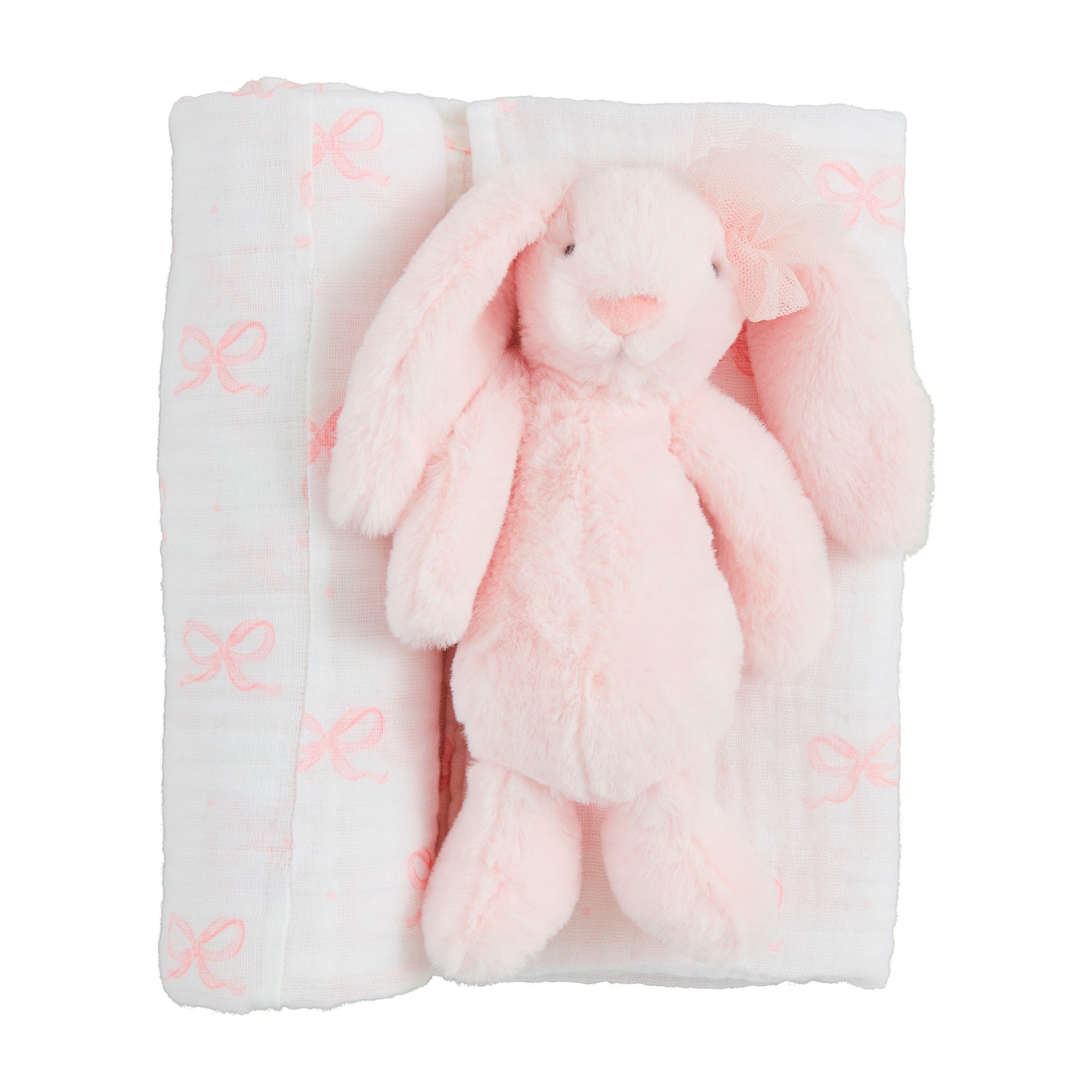 Bow Bunny Swaddle And Rattle - Persnickety Shop