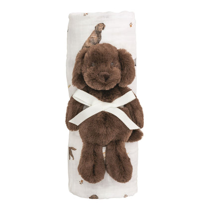 Lab Swaddle & Rattle Set