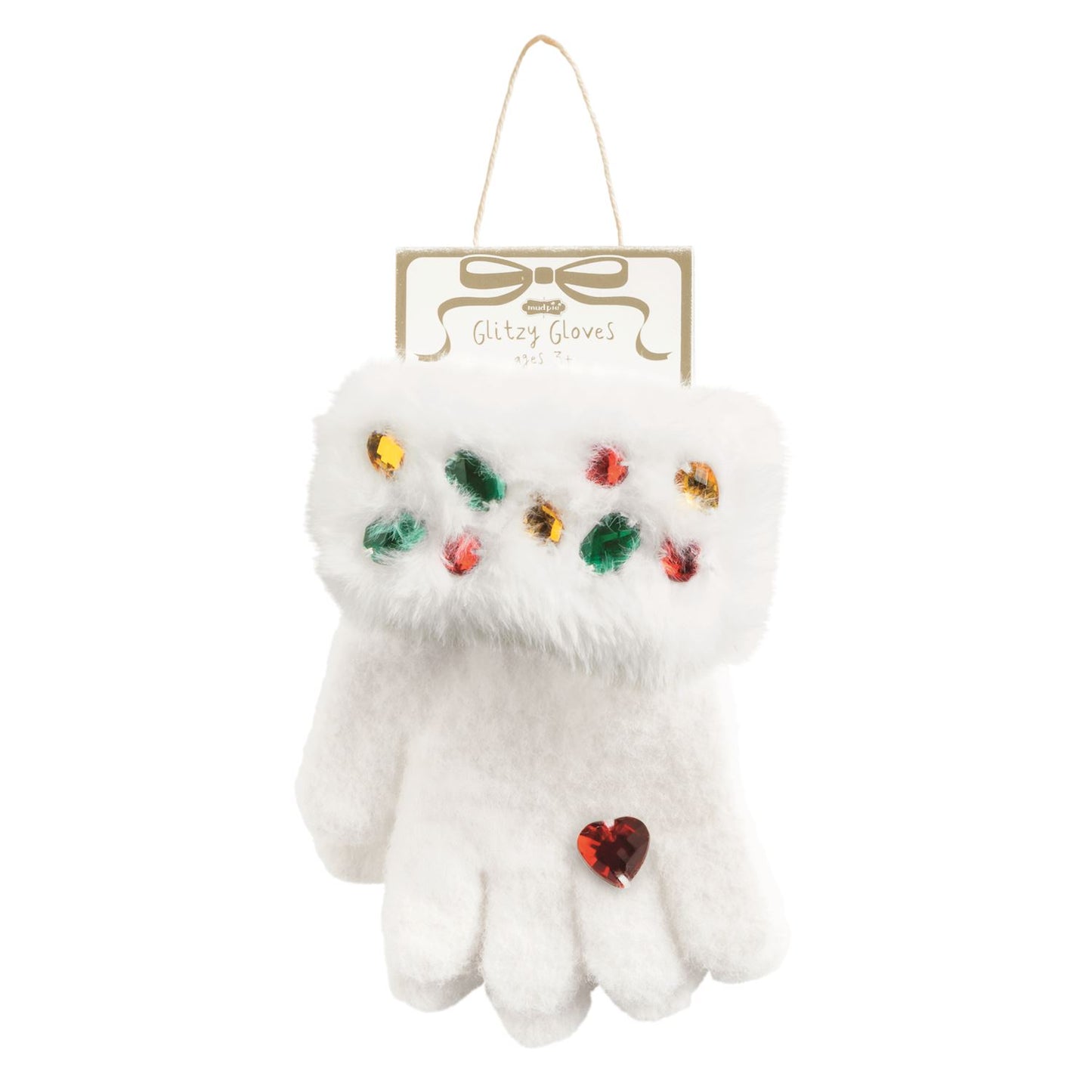 White With Rhinestones Christmas Glitzy Gloves