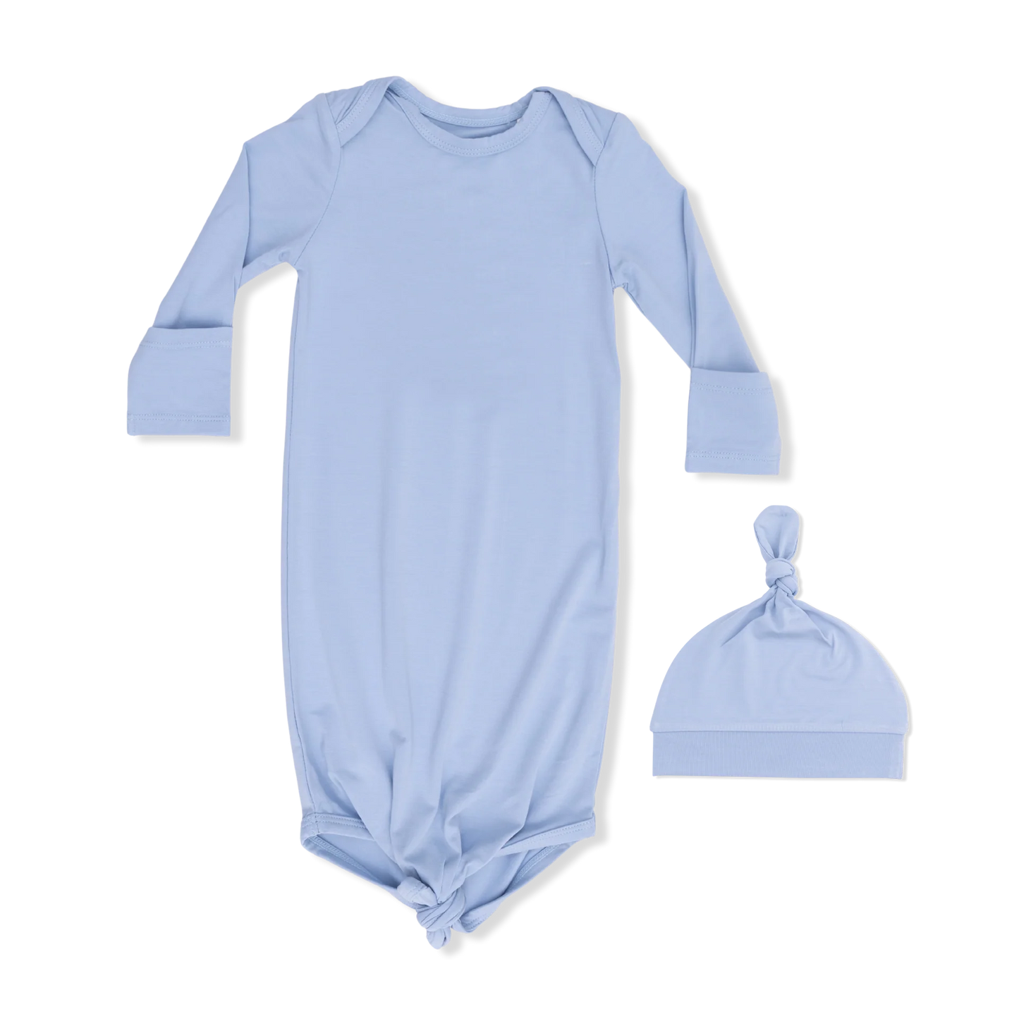 PREORDER Angel Dear Solid Baby Blue - Knotted Gown And Knotted Hat