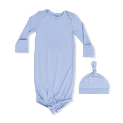 PREORDER Angel Dear Solid Baby Blue - Knotted Gown And Knotted Hat