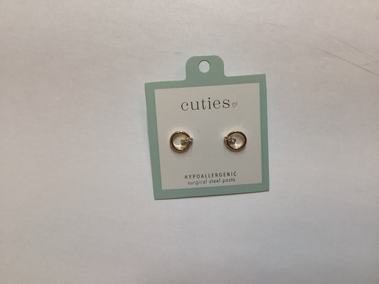 Earrings-Gold circle with crystals