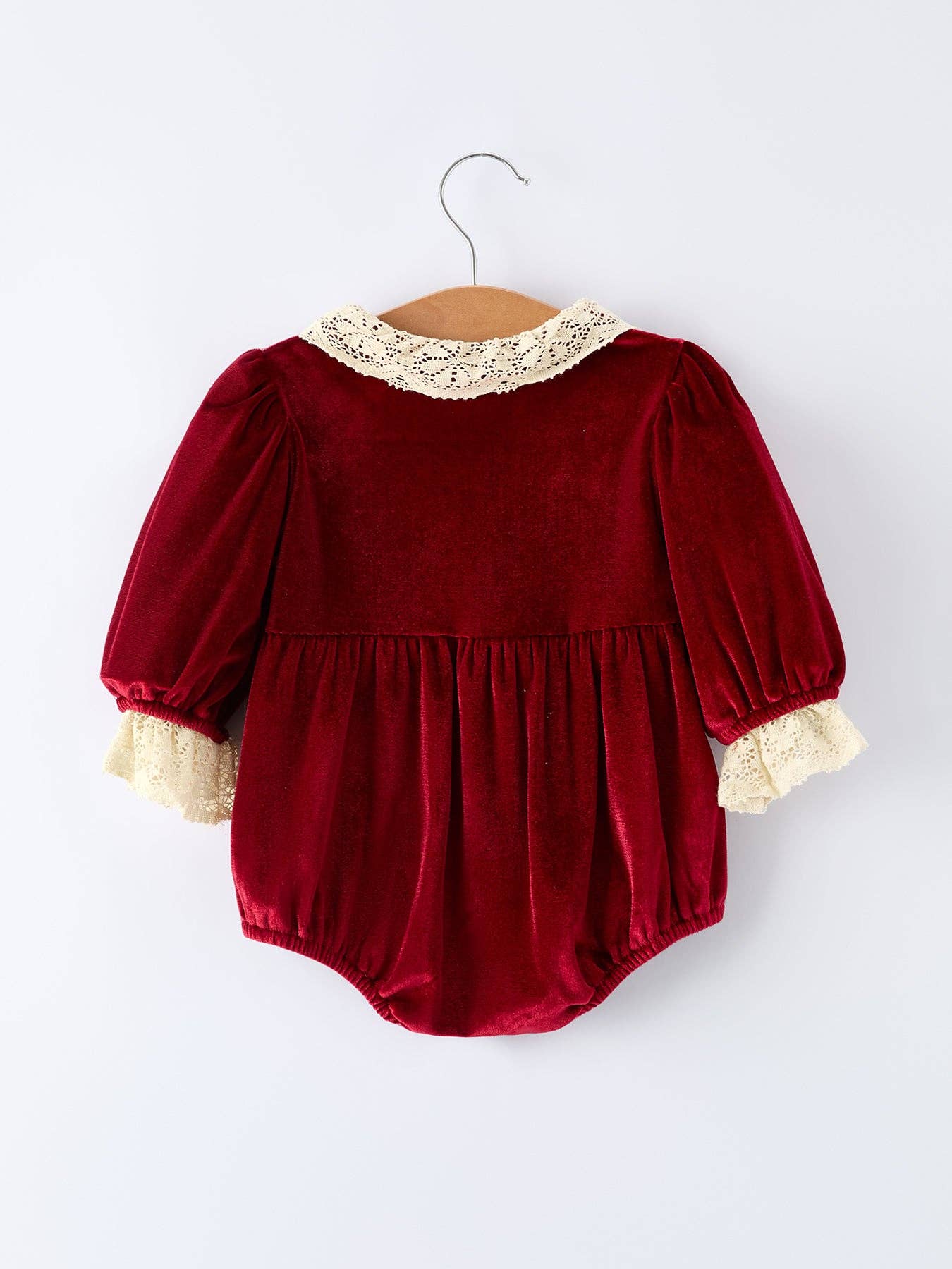Christmas Long Sleeve Lace Girls' Romper: 24M - Persnickety Shop