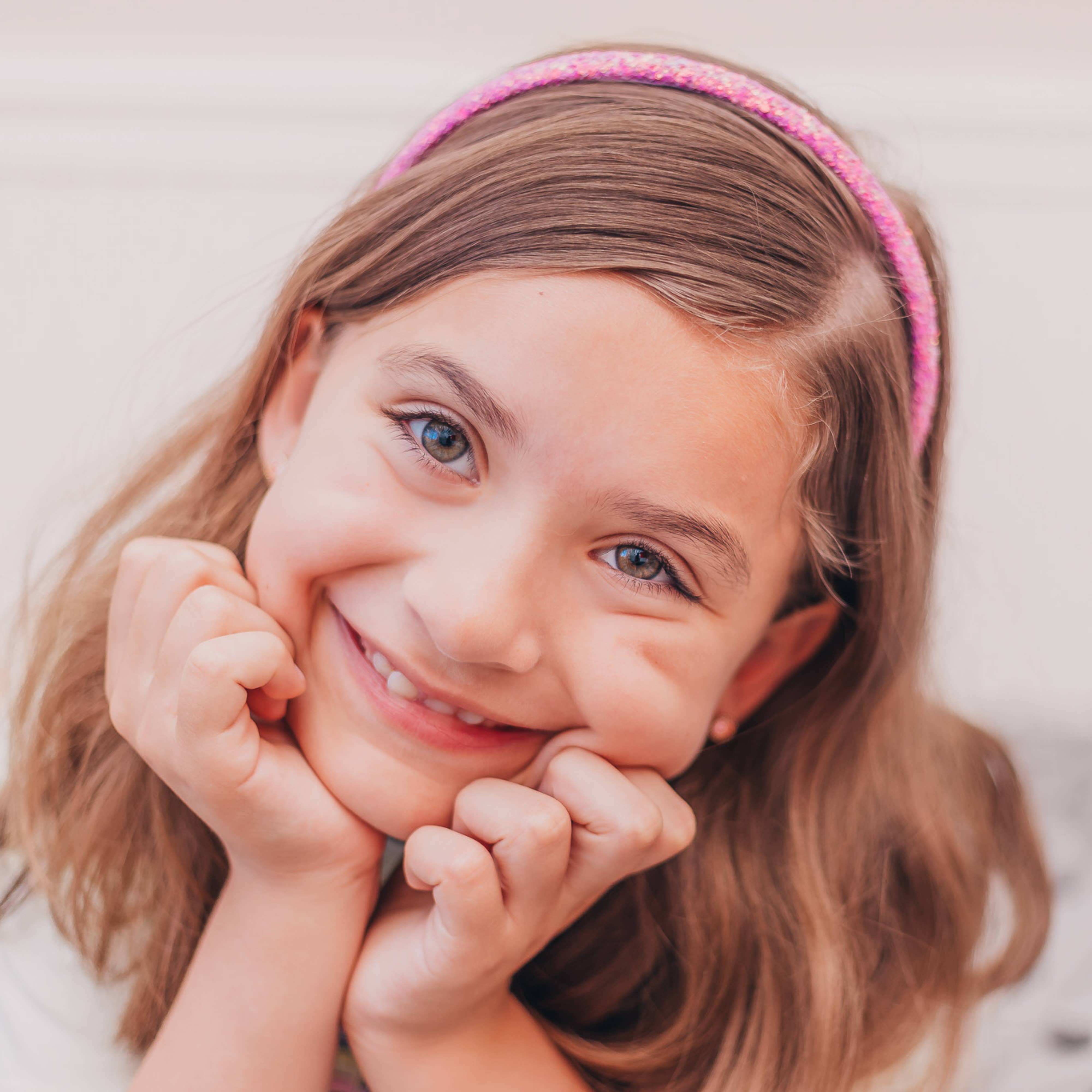 Thin Glitter Headband - Padded Hair Bands: Pink