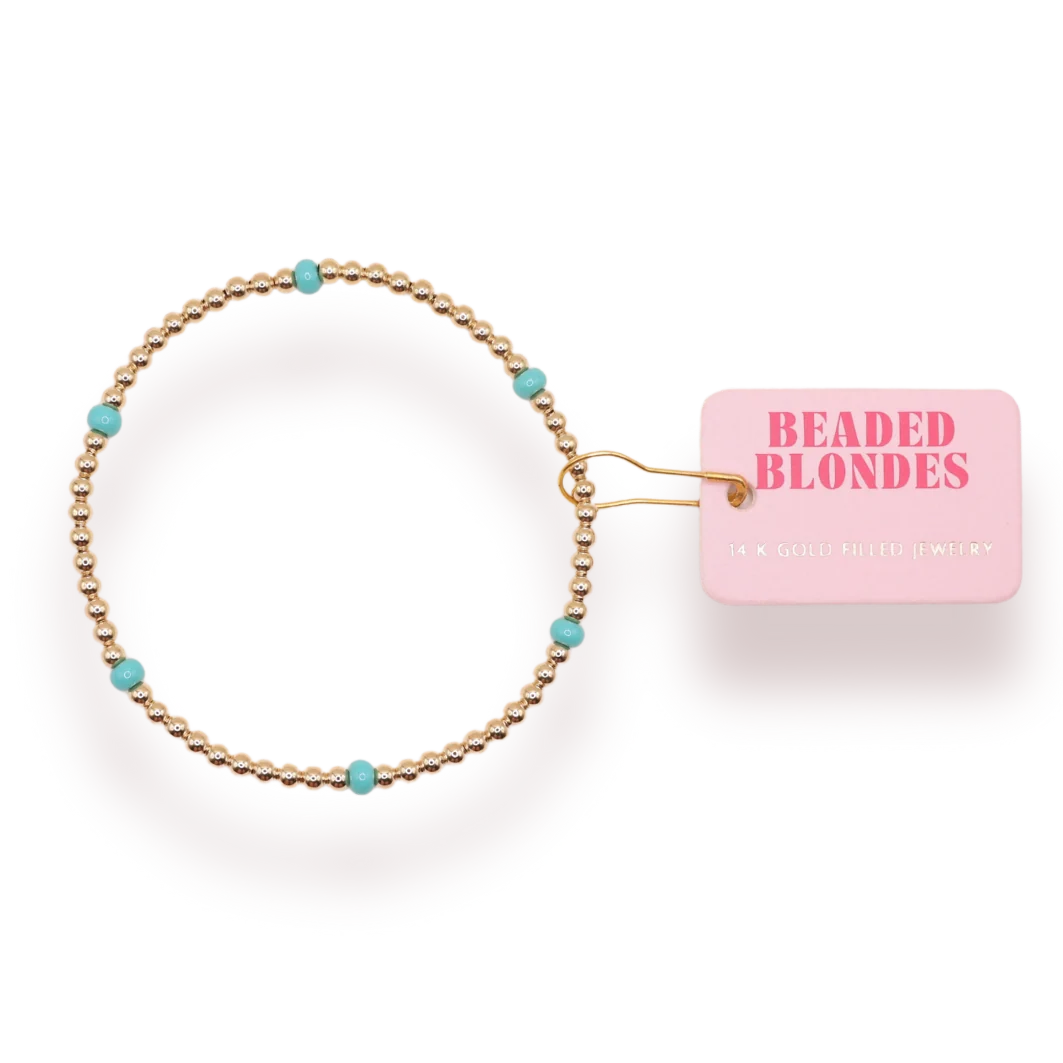 Beaded Blondes Turquoise Poppi Bracelet 6.75 inch