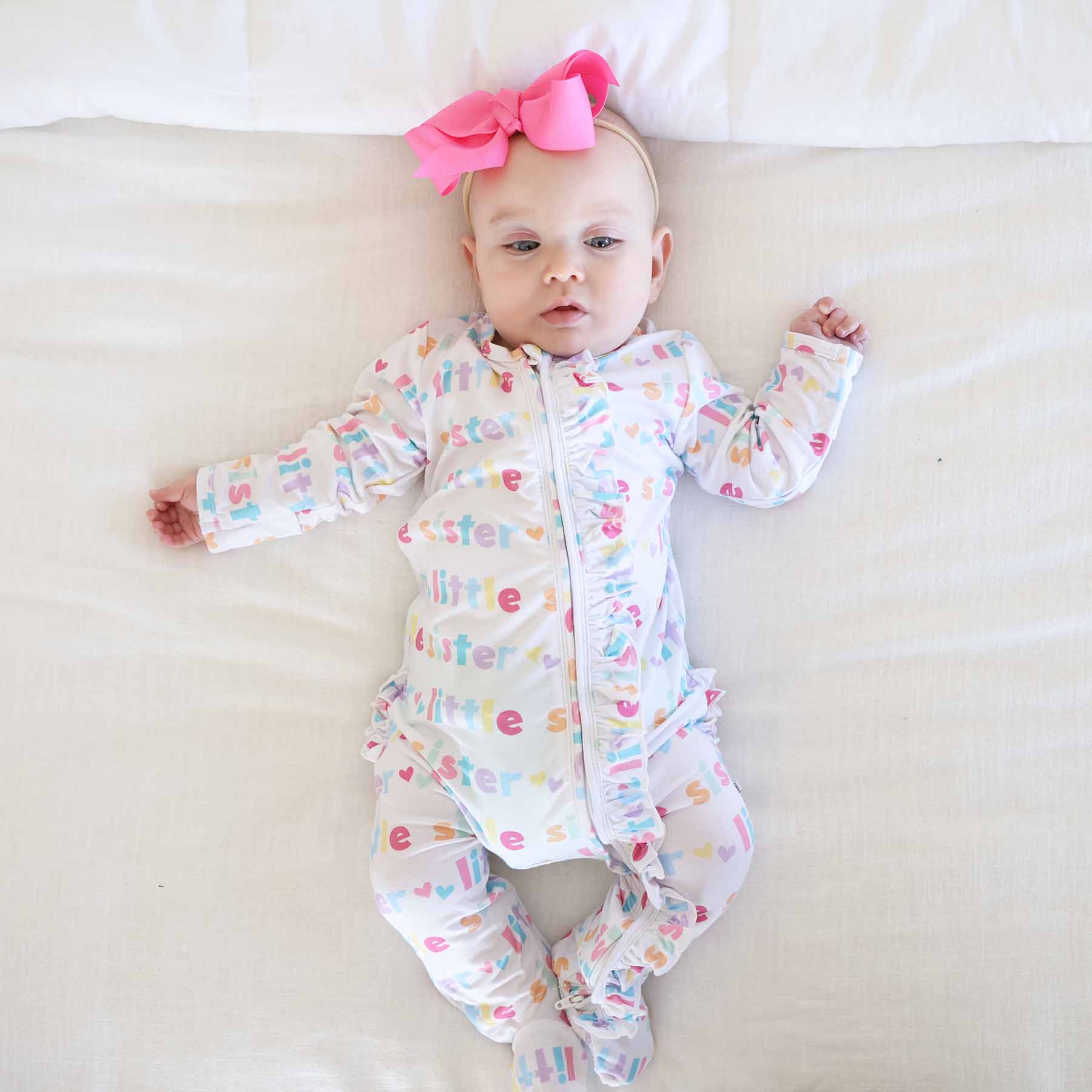 Little Sibling Zipper Footie: Little Sister / Newborn - Persnickety Shop