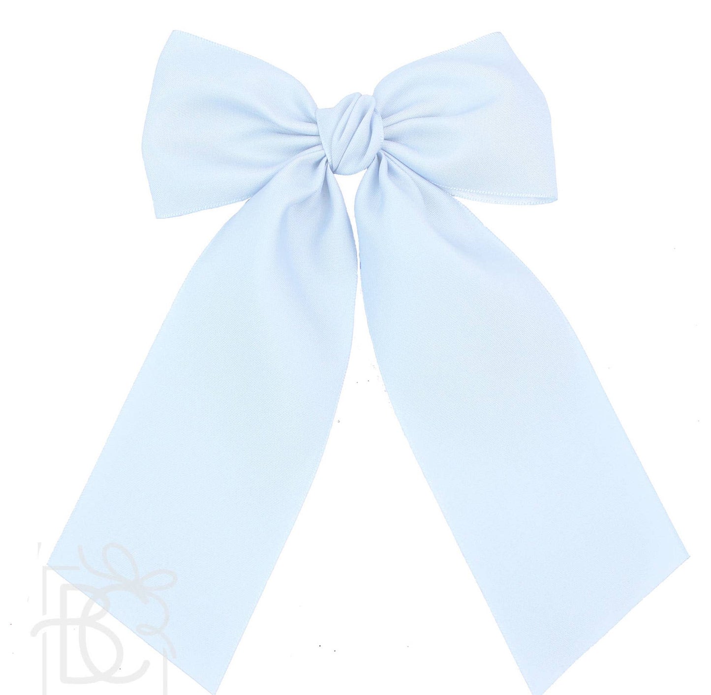 OPAQUE SATIN BOW W/ EURO KNOT & TAILS ON ALLIGATOR CLIPS: Powder Pink / 4.5" Large - Persnickety Shop