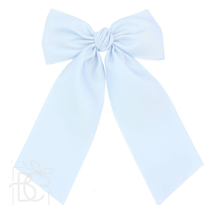 OPAQUE SATIN BOW W/ EURO KNOT & TAILS ON ALLIGATOR CLIPS: Powder Pink / 4.5" Large - Persnickety Shop