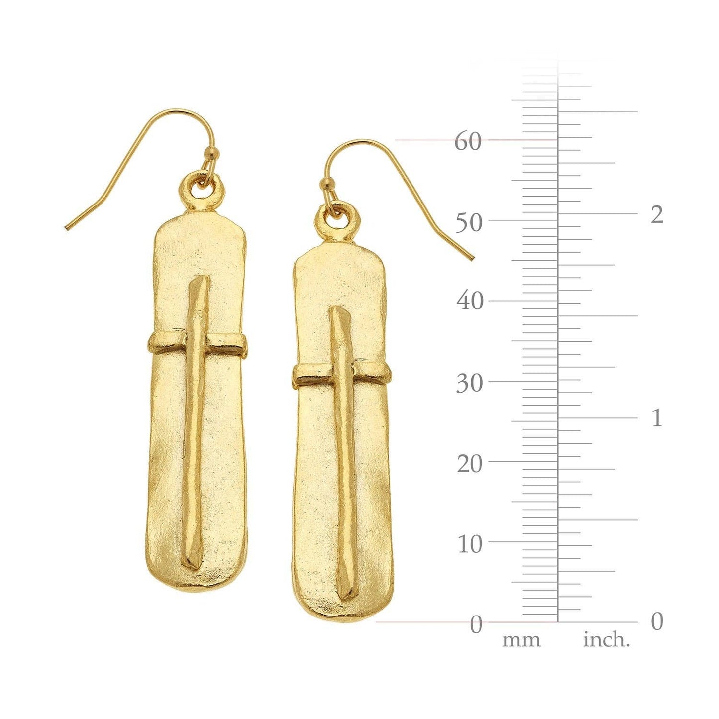 Bar Cross Earrings: Gold