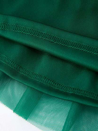 Christmas Candy Cane Sequin Applique Green Tulle Skirt: 2 - Persnickety Shop