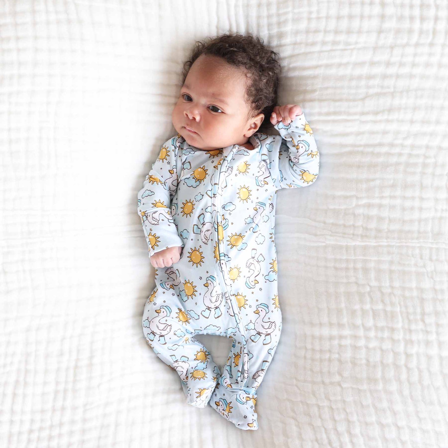 Silly Goose Zipper Footie | Blue: Silly Goose Blue / Newborn - Persnickety Shop