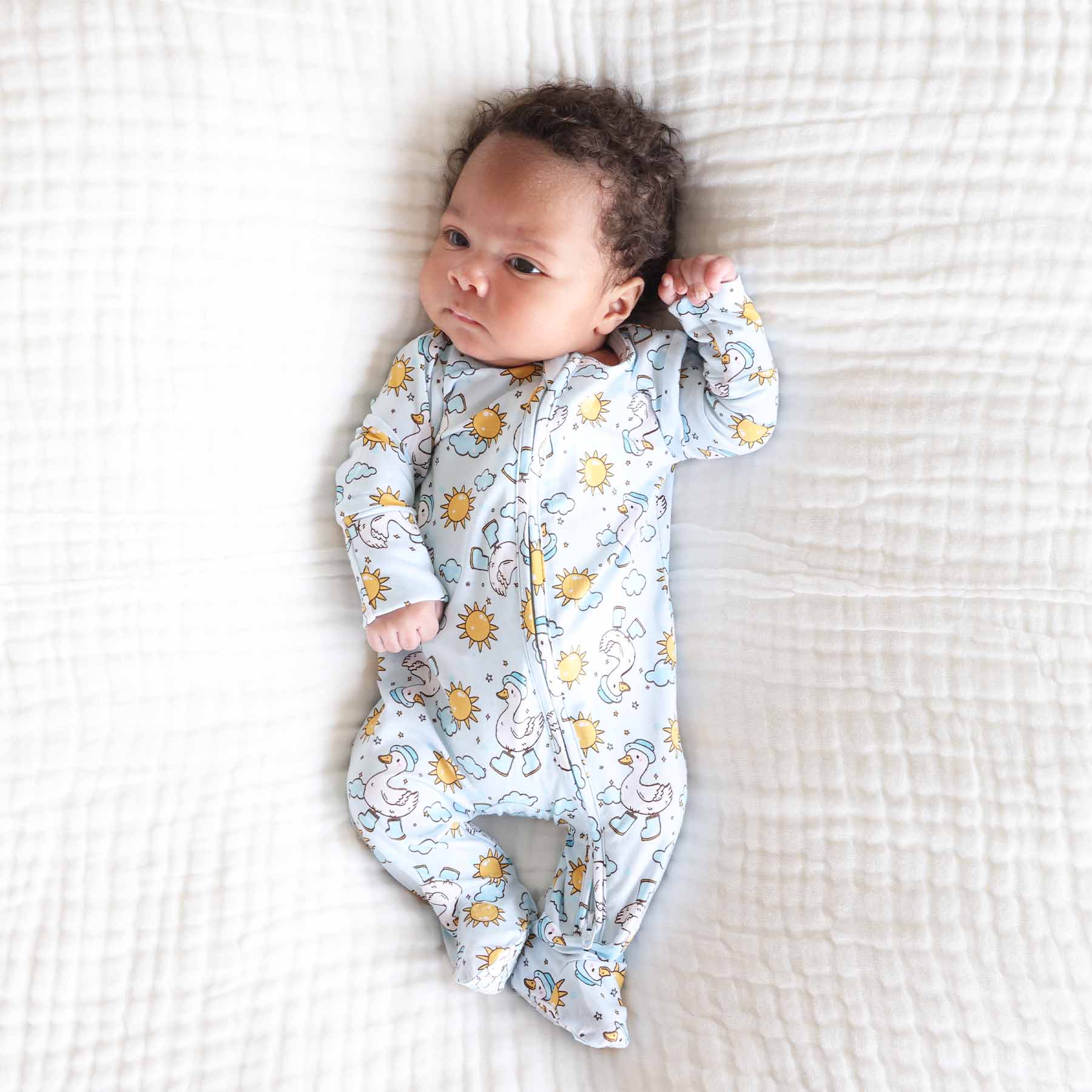 Silly Goose Zipper Footie | Blue: Silly Goose Blue / Newborn - Persnickety Shop