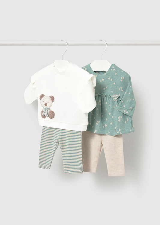 Mayoral Baby Minera Teddy Bear & Heart 2-Piece Leggings Set