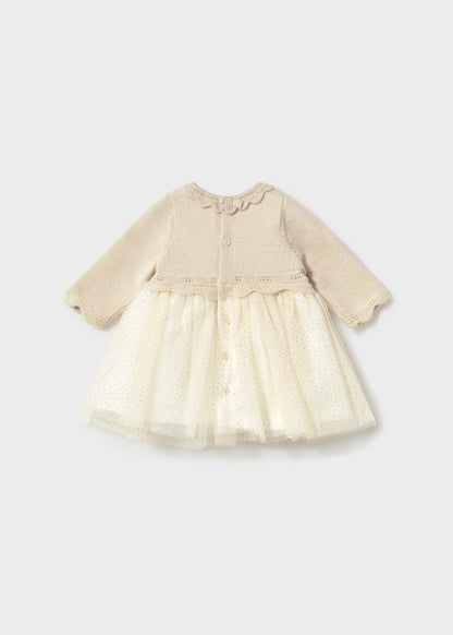 Mayoral Baby Girl Champagne Tricot/Tulle Holiday Dress