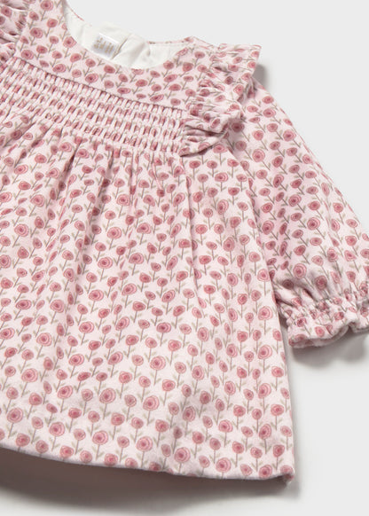 Mayoral Baby Girl Cipria Printed Floral Mini Print  Velvet Dress