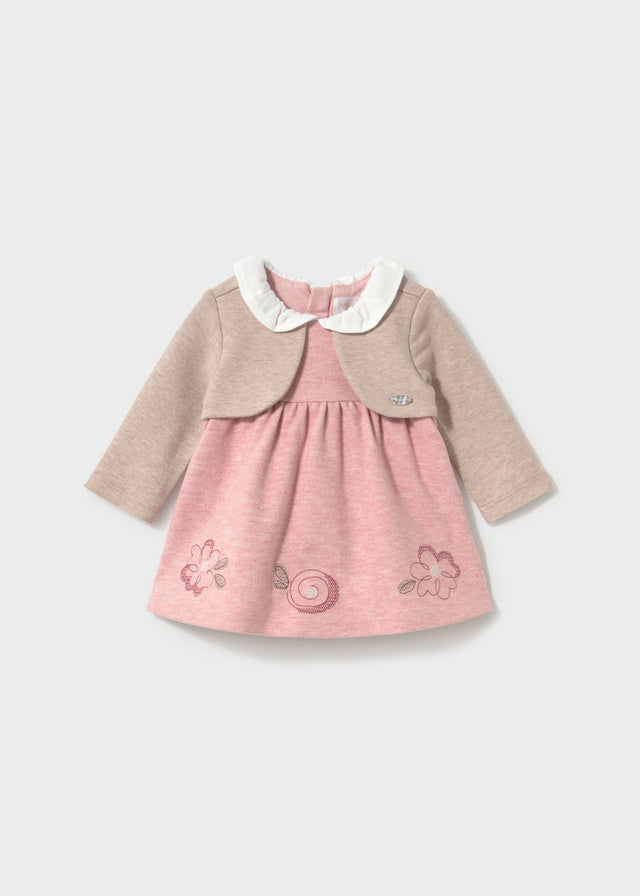 Mayoral Baby Girl Cipria Dress with Knit Cardigan