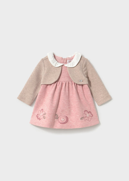Mayoral Baby Girl Cipria Dress with Knit Cardigan