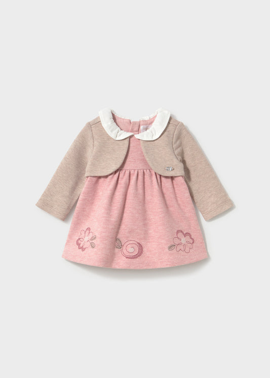 Mayoral Baby Girl Cipria Dress with Knit Cardigan