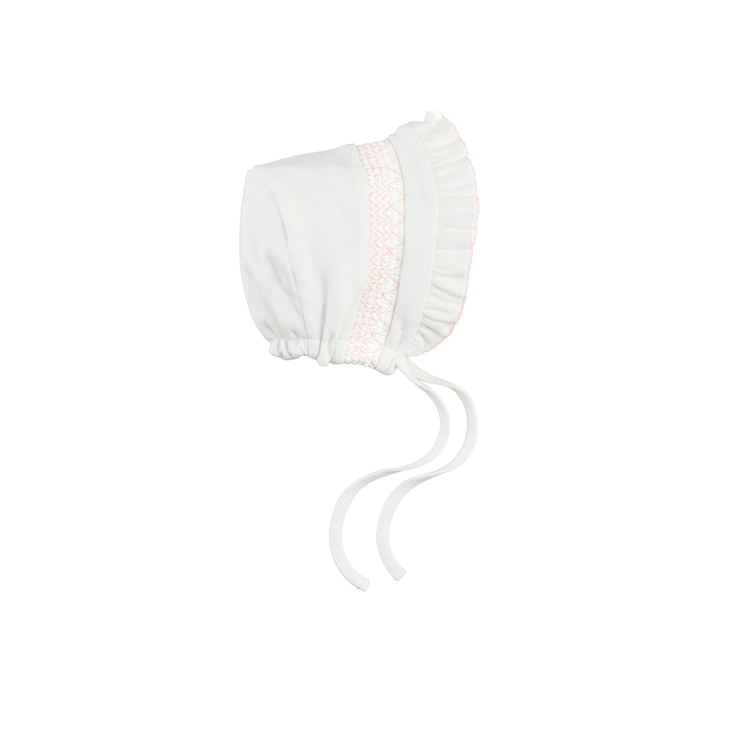 White with Pink Smocked Baby Bonnet - Persnickety Shop