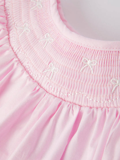 Smocked Pink Bow Dress - Persnickety Shop