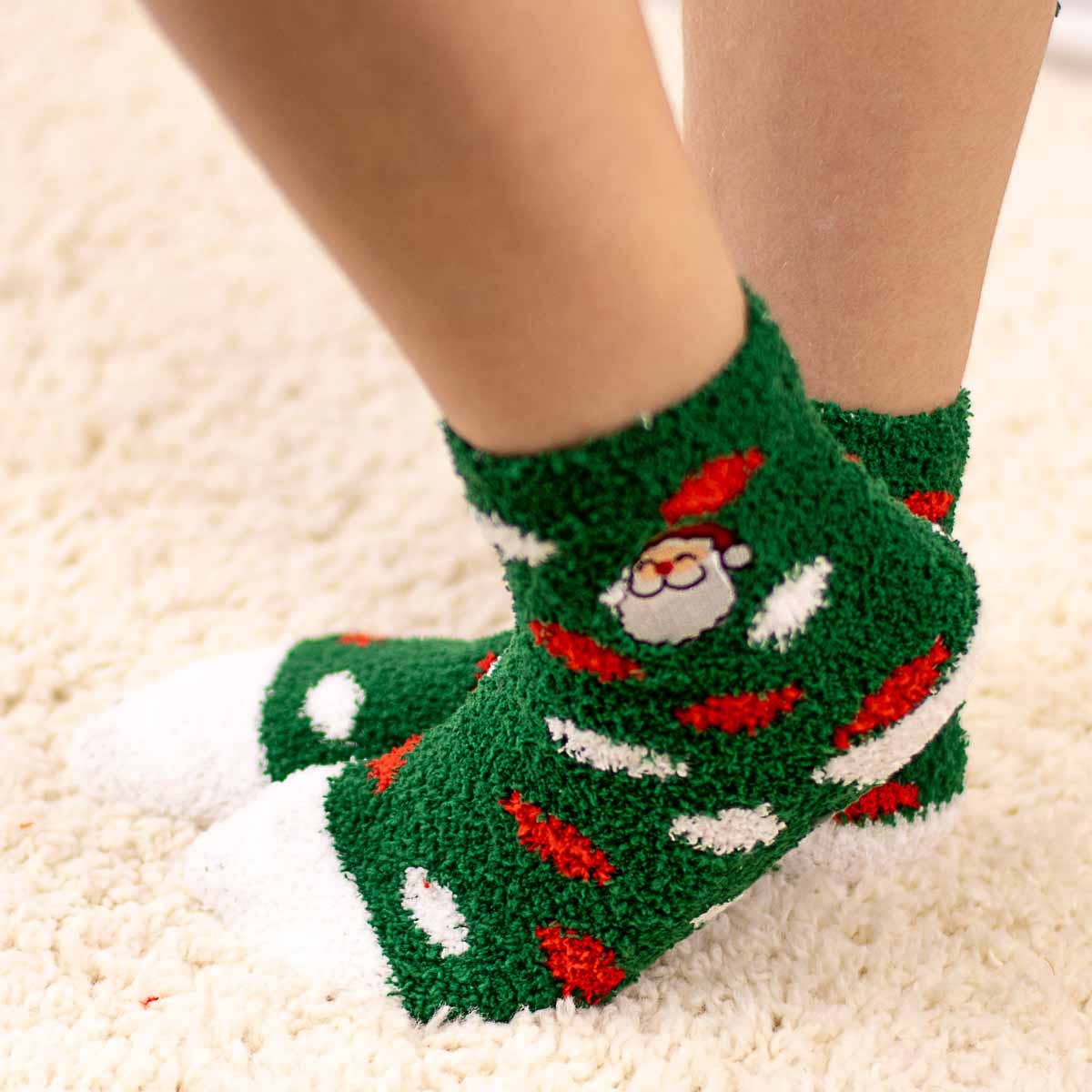 Kid's Embroidered Santa Face Cozy Socks  L/XL (2-5) - Persnickety Shop