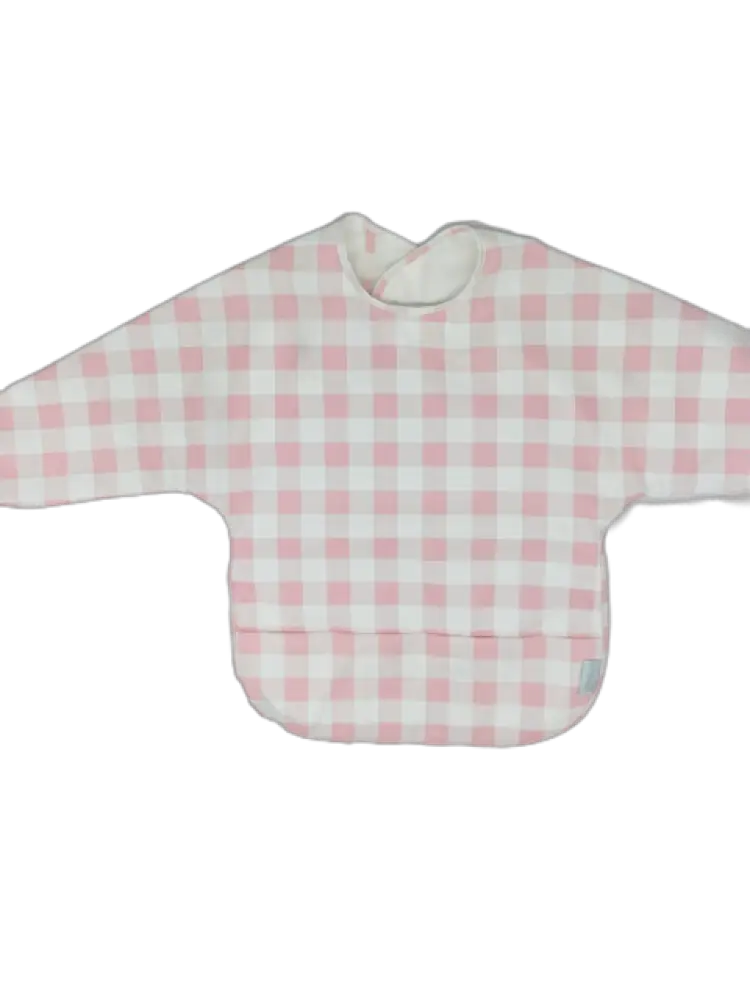 Long Sleeve Signature Catch All Bib - Pink Gingham: 6m - 2T